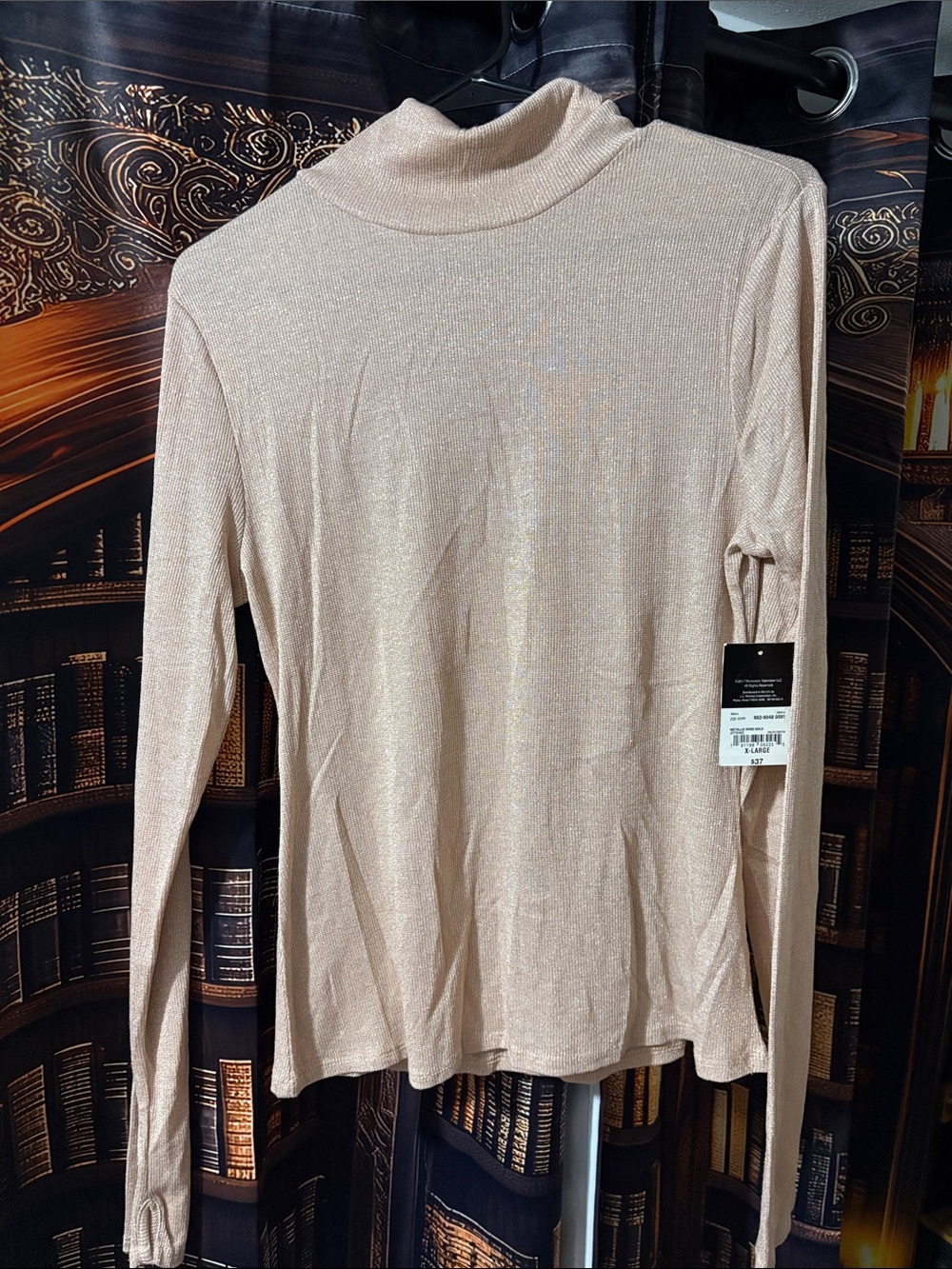 project RUNWAY Metallic Cream Long-Sleeve Turtleneck